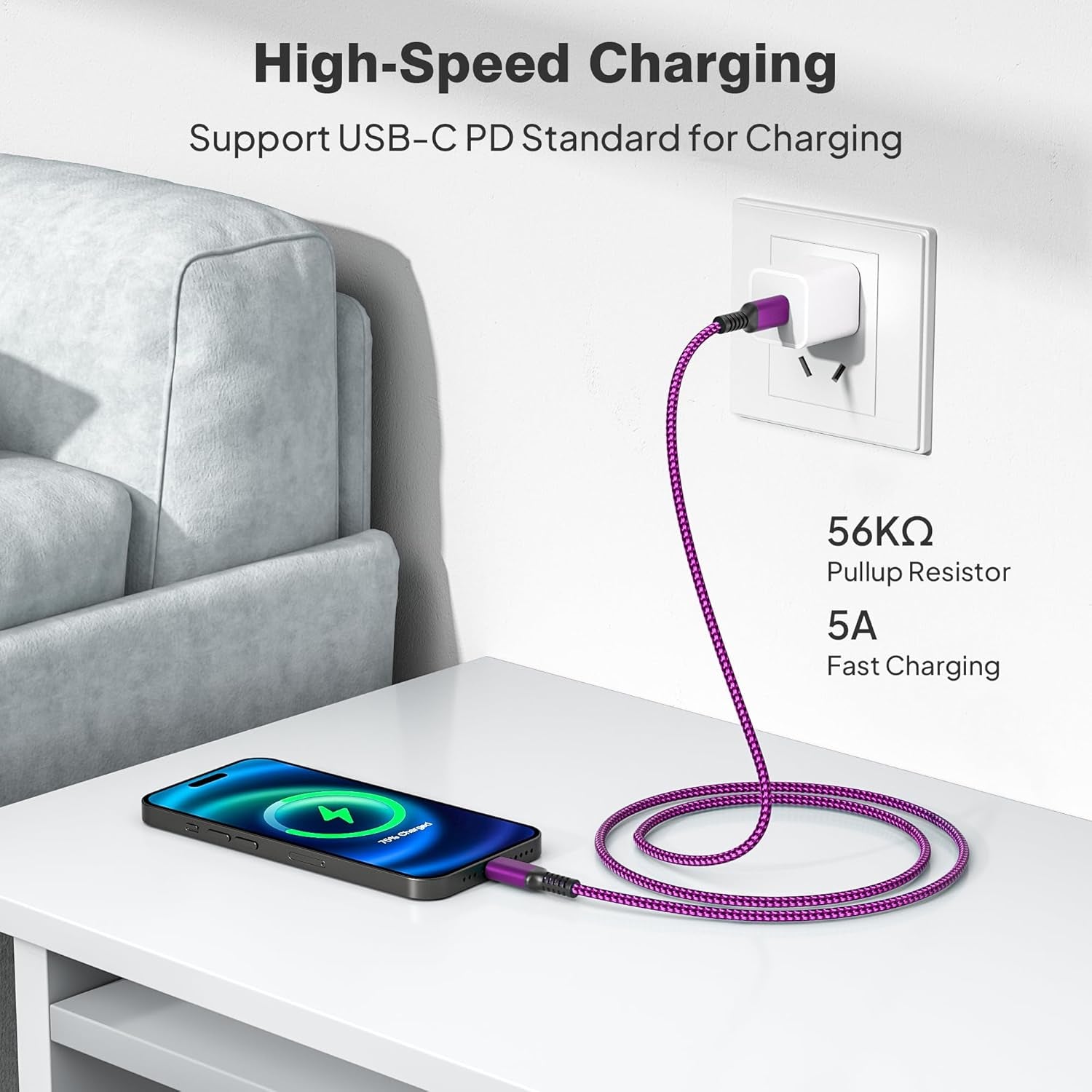 Iphone 16 Pro Max Charging Cable 3.3/6.6/10FT 3Pack,100W USB C to USBC Charger Cord for Car Iphone 16 15 Plus,Macbook Mac,Airpods 4,Ipad Air 5 Mini 6,Samsung Galaxy S25 S24 S23 Ultra Type-C