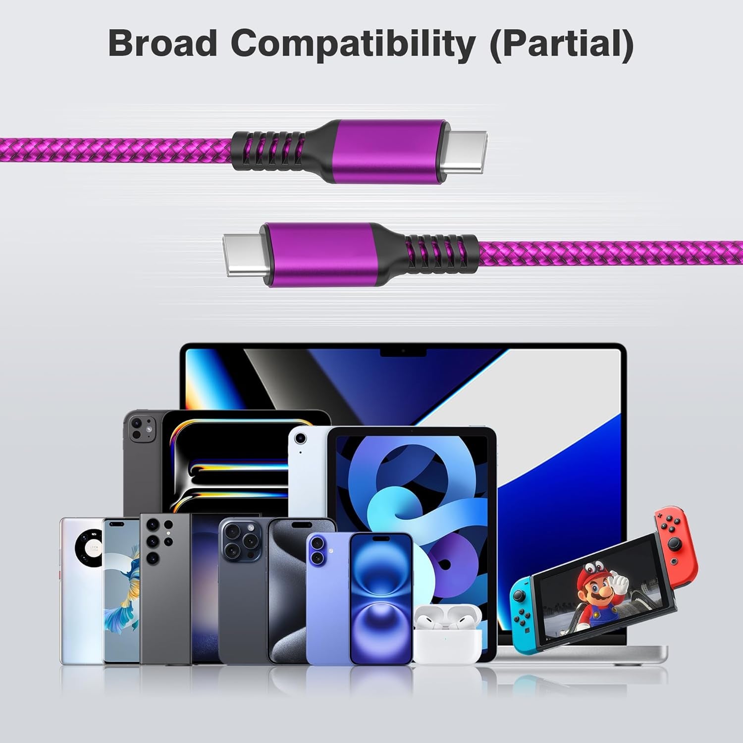 Iphone 16 Pro Max Charging Cable 3.3/6.6/10FT 3Pack,100W USB C to USBC Charger Cord for Car Iphone 16 15 Plus,Macbook Mac,Airpods 4,Ipad Air 5 Mini 6,Samsung Galaxy S25 S24 S23 Ultra Type-C